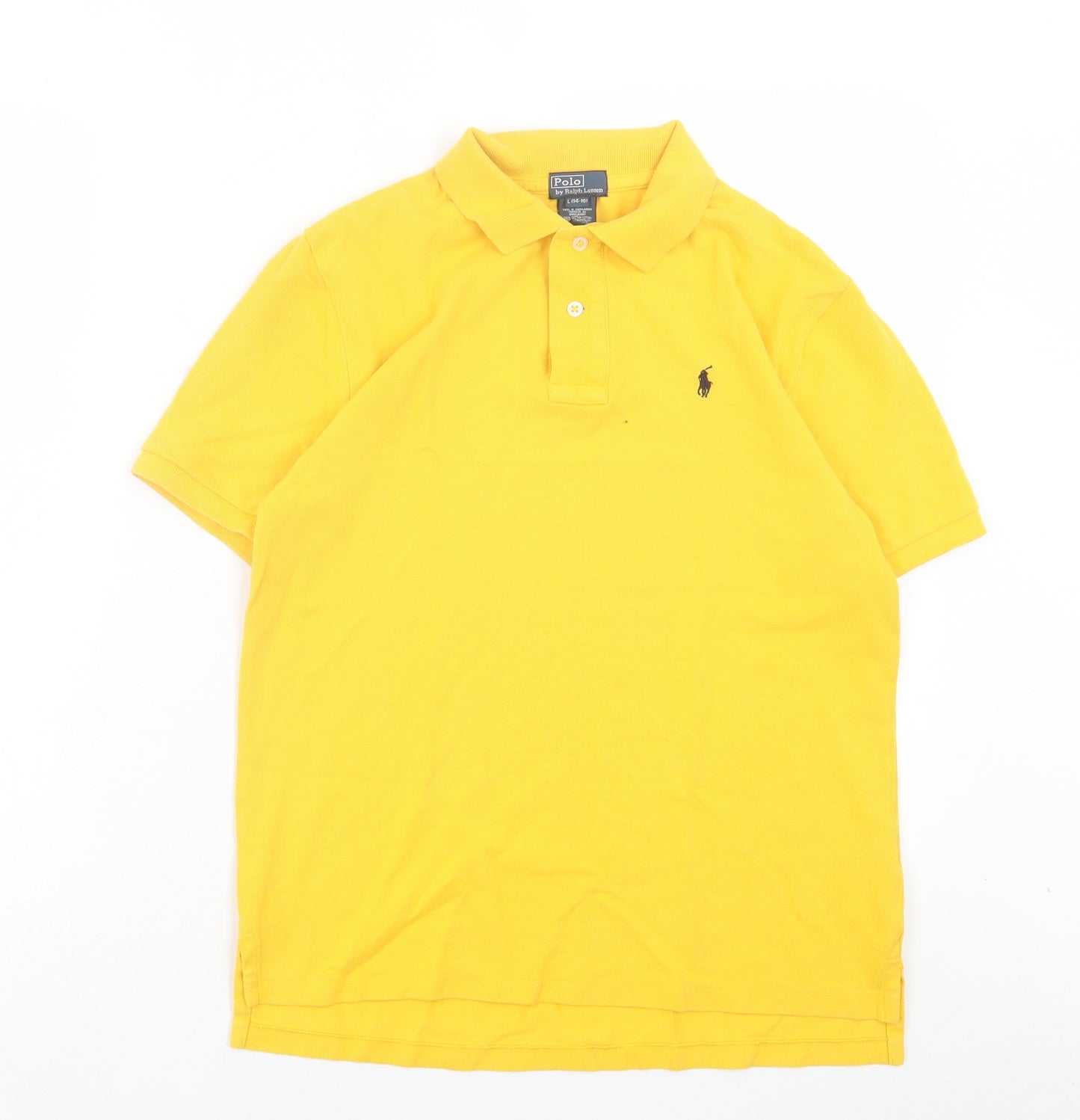 Ralph Lauren Boys Yellow Cotton Basic Polo Size 14-15 Years Collared Button