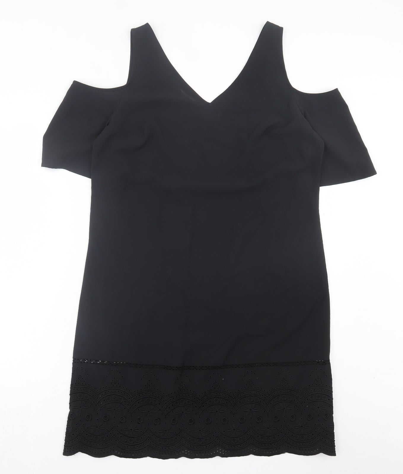 TU Womens Black Polyester A-Line Size 14 V-Neck Pullover
