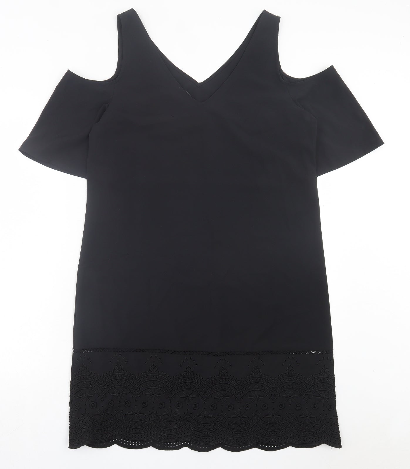 TU Womens Black Polyester A-Line Size 14 V-Neck Pullover
