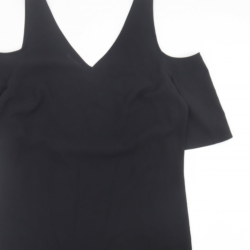 TU Womens Black Polyester A-Line Size 14 V-Neck Pullover