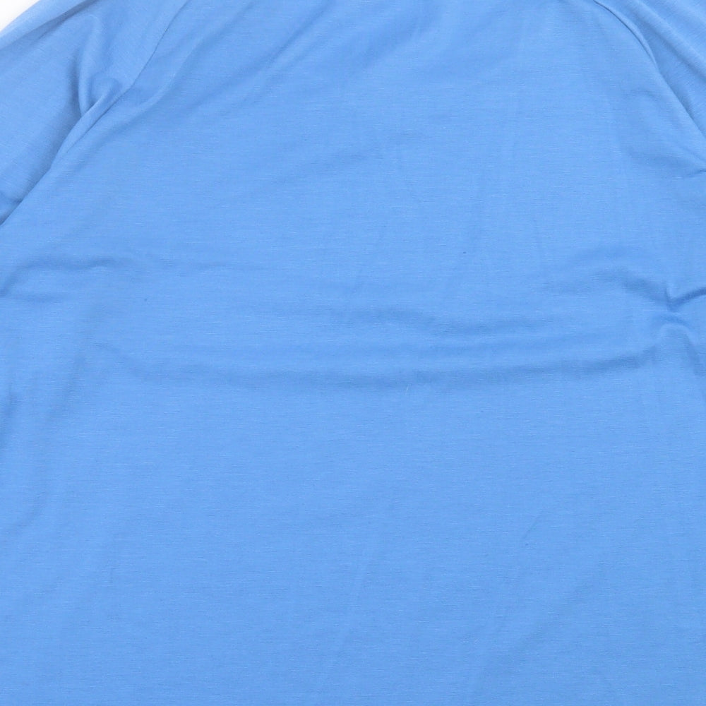 SheIn Womens Blue Floral Polyester Basic T-Shirt Size L V-Neck - Let It Be