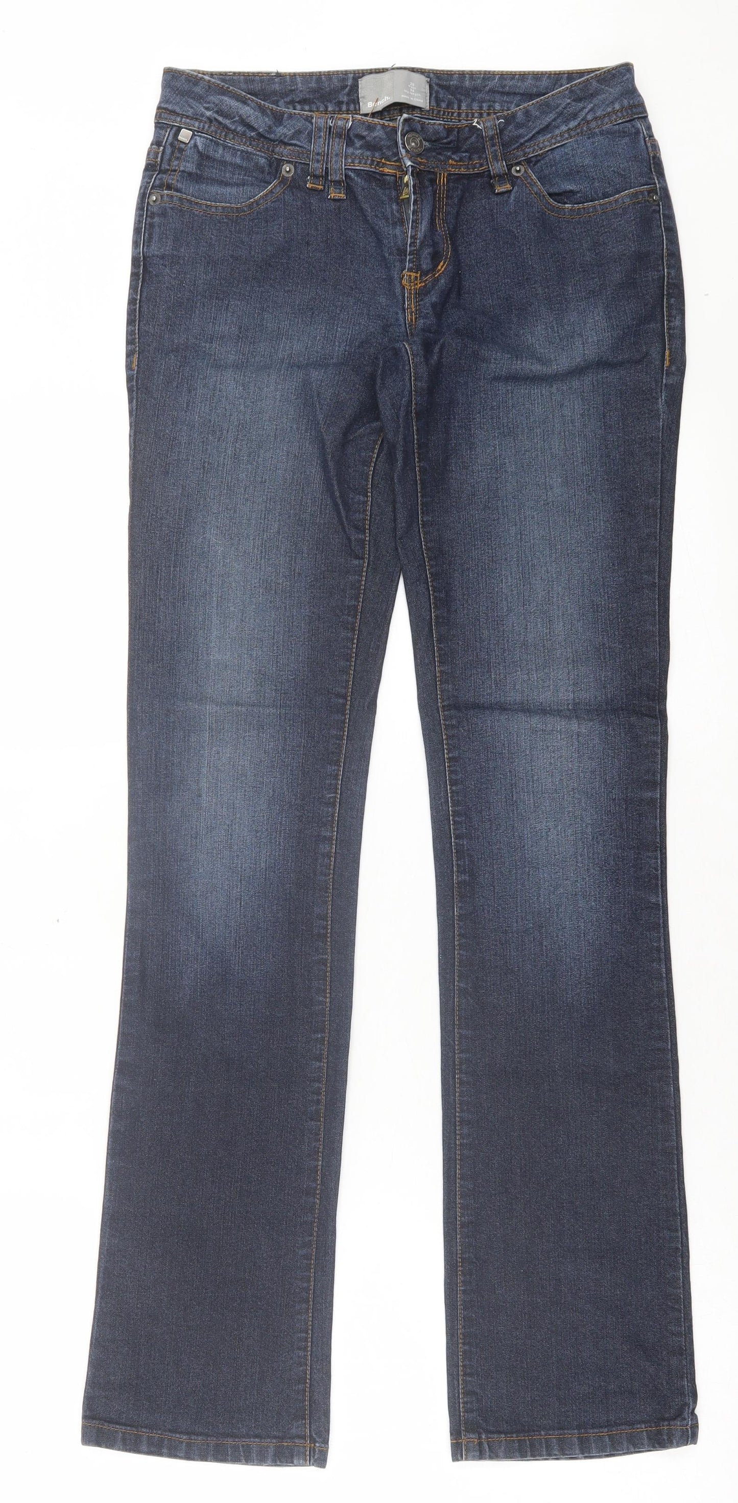 Bench Mens Blue Cotton Straight Jeans Size 26 in L34 in Regular Button