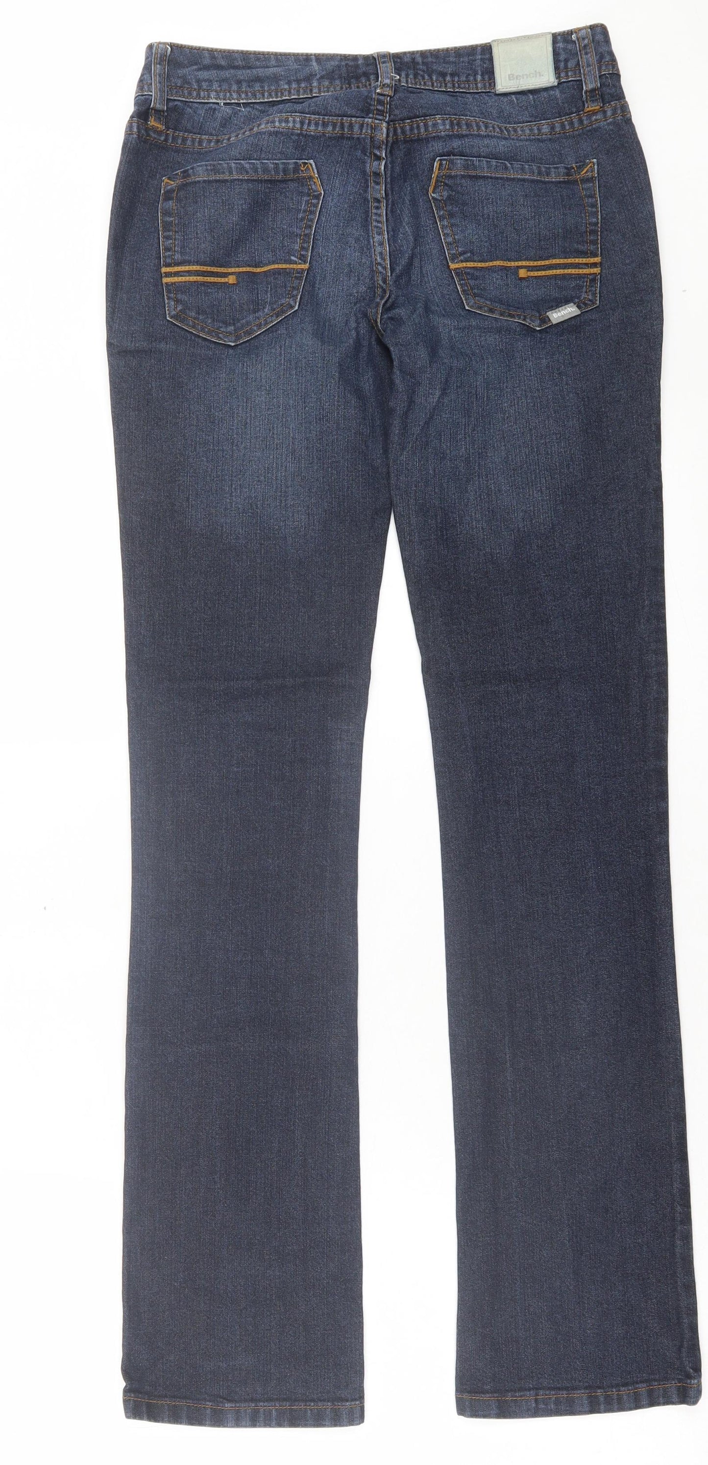 Bench Mens Blue Cotton Straight Jeans Size 26 in L34 in Regular Button