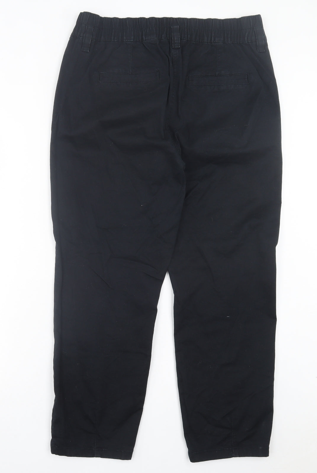 NEXT Womens Black Cotton Trousers Size 16 L26 in Regular Hook & Eye