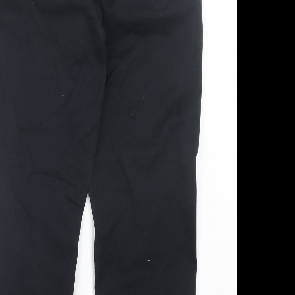 NEXT Womens Black Cotton Trousers Size 16 L26 in Regular Hook & Eye