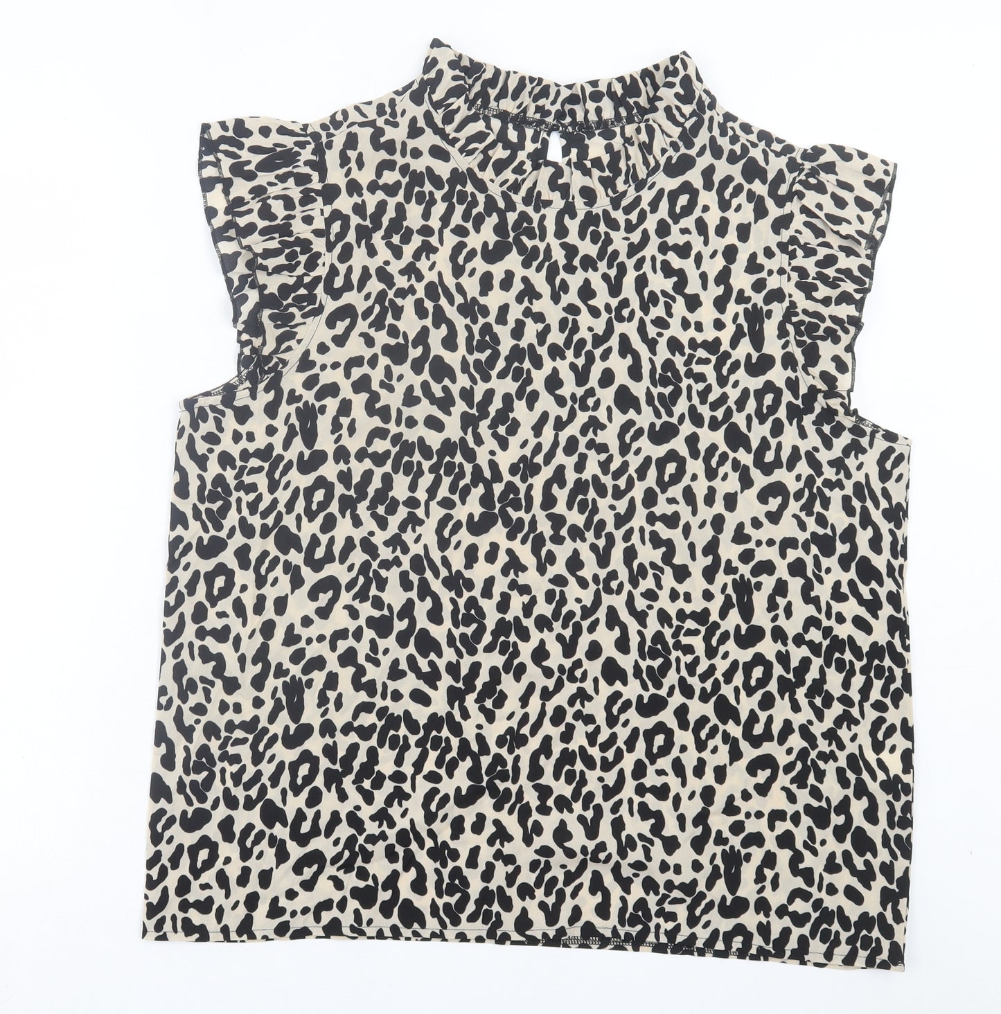 SheIn Womens Brown Animal Print Polyester Basic Blouse Size XL Collared - Leopard Print