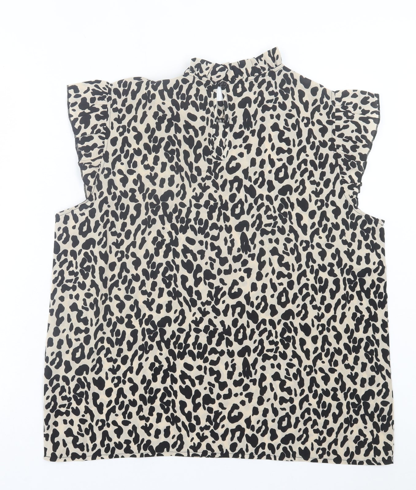 SheIn Womens Brown Animal Print Polyester Basic Blouse Size XL Collared - Leopard Print
