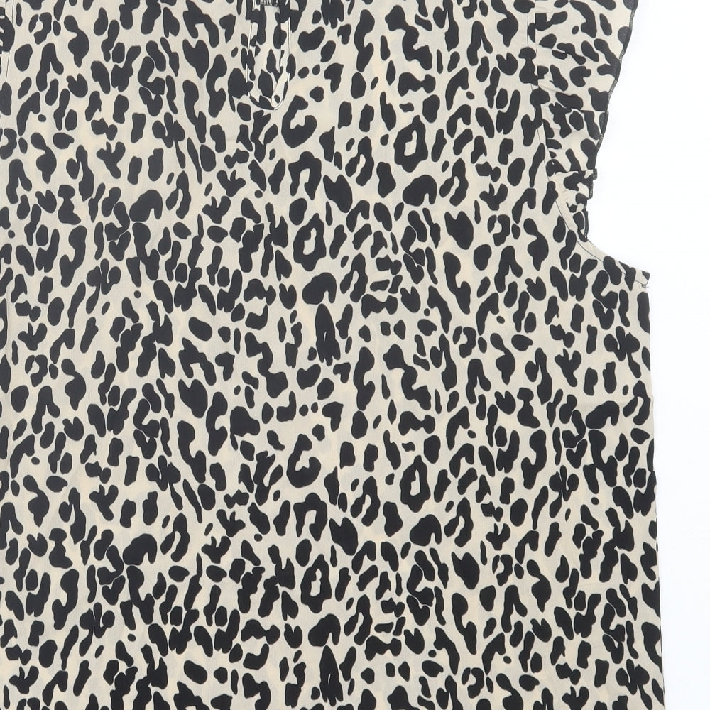 SheIn Womens Brown Animal Print Polyester Basic Blouse Size XL Collared - Leopard Print