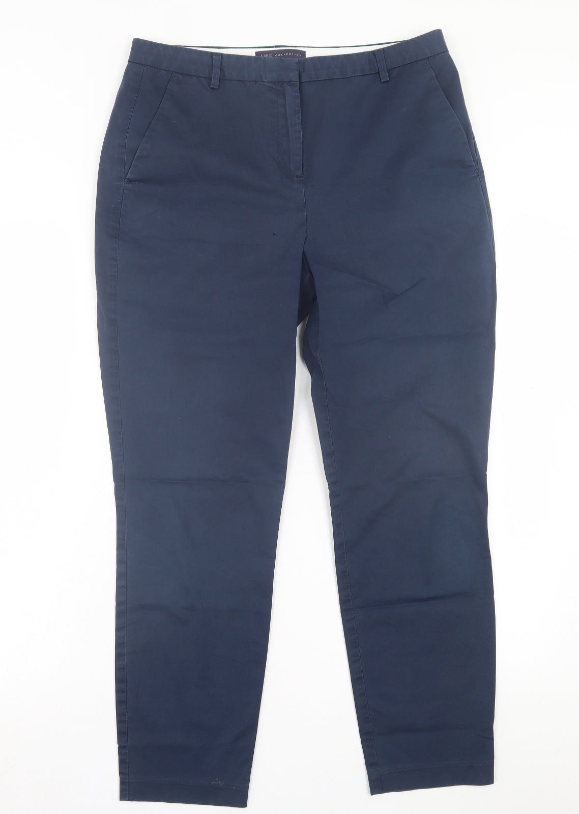 Marks and Spencer Womens Blue Cotton Chino Trousers Size 12 L26 in Regular Button