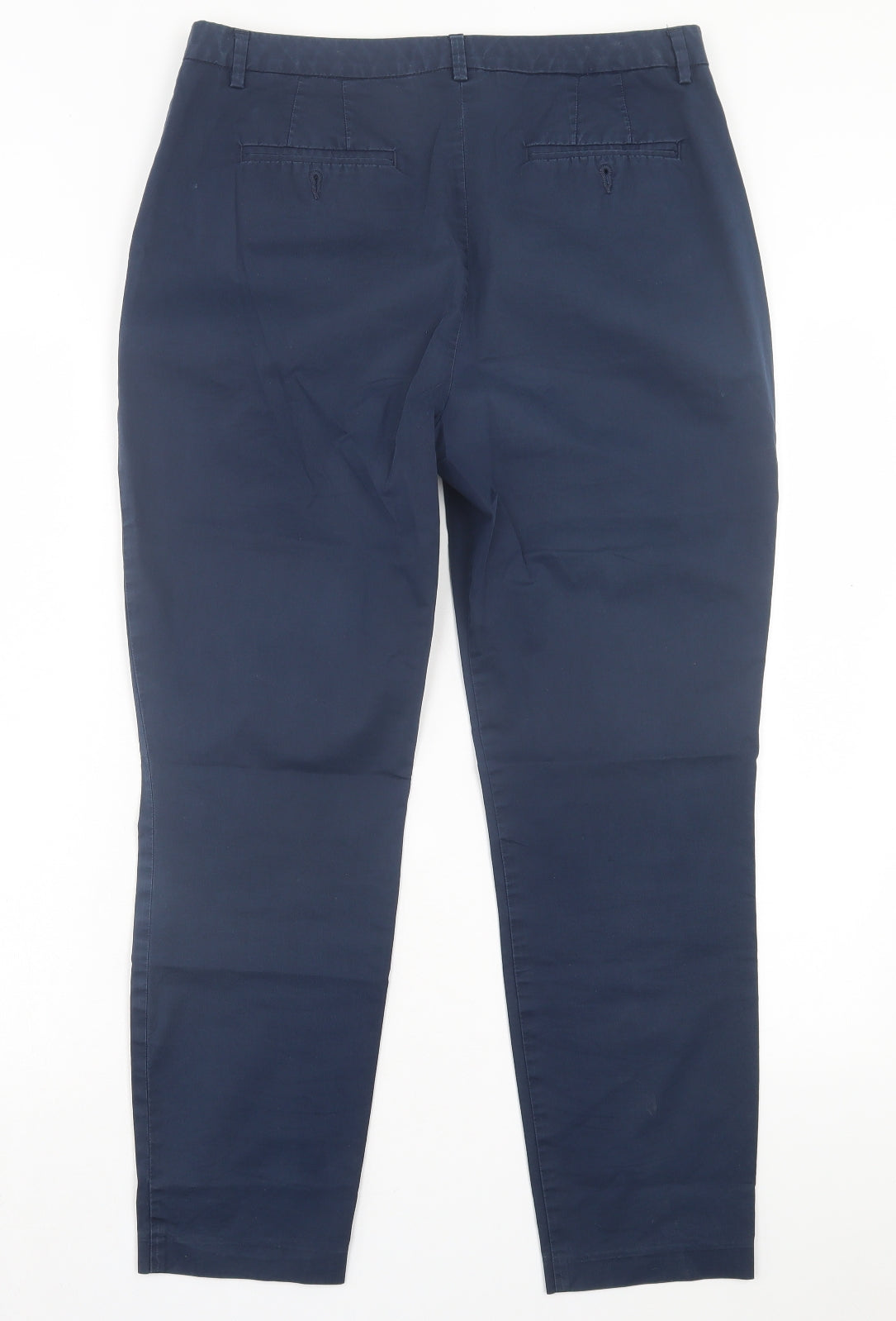 Marks and Spencer Womens Blue Cotton Chino Trousers Size 12 L26 in Regular Button