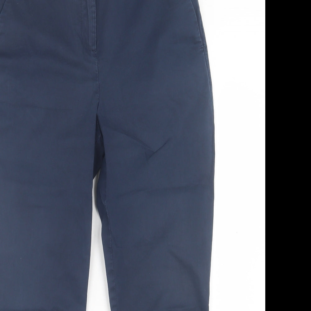 Marks and Spencer Womens Blue Cotton Chino Trousers Size 12 L26 in Regular Button
