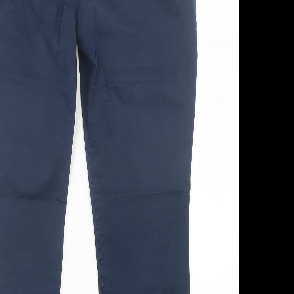 Marks and Spencer Womens Blue Cotton Chino Trousers Size 12 L26 in Regular Button