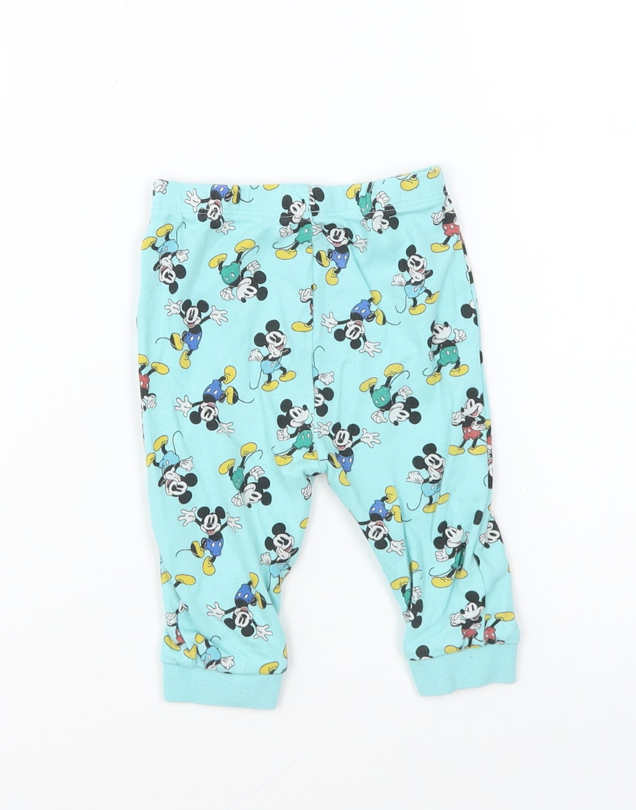 George Baby Blue Geometric Cotton Jogger Trousers Size 6-9 Months Pullover - Mickey Mouse
