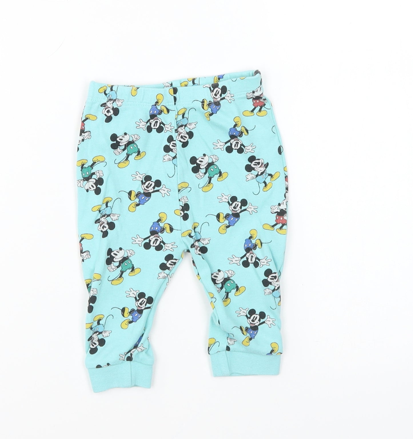 George Baby Blue Geometric Cotton Jogger Trousers Size 6-9 Months Pullover - Mickey Mouse