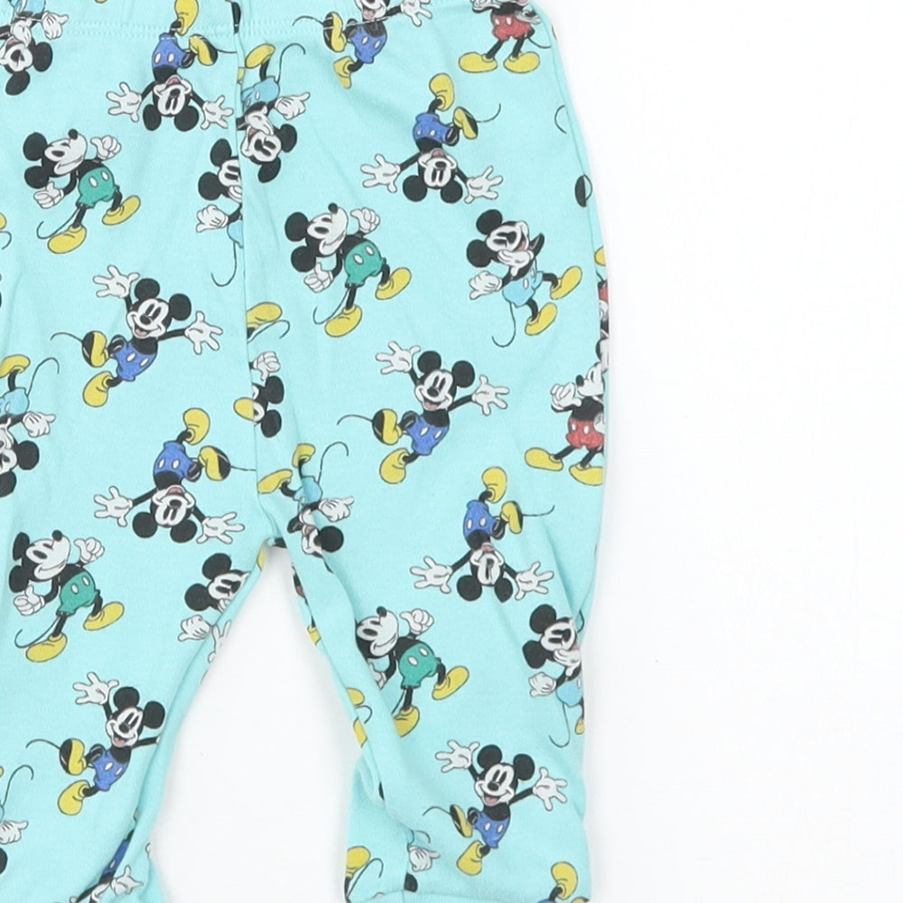 George Baby Blue Geometric Cotton Jogger Trousers Size 6-9 Months Pullover - Mickey Mouse