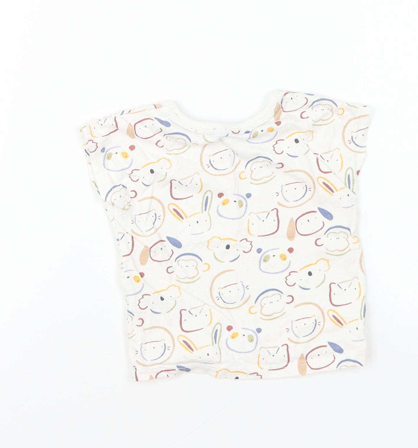 George Baby Multicoloured Geometric Cotton Basic T-Shirt Size 3-6 Months Round Neck Pullover