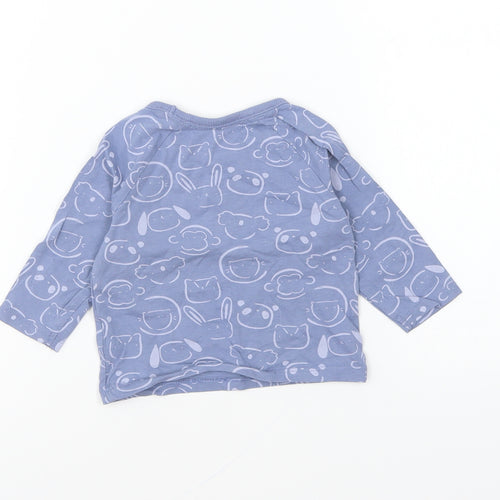George Baby Blue Geometric Cotton Basic T-Shirt Size 3-6 Months Round Neck Pullover