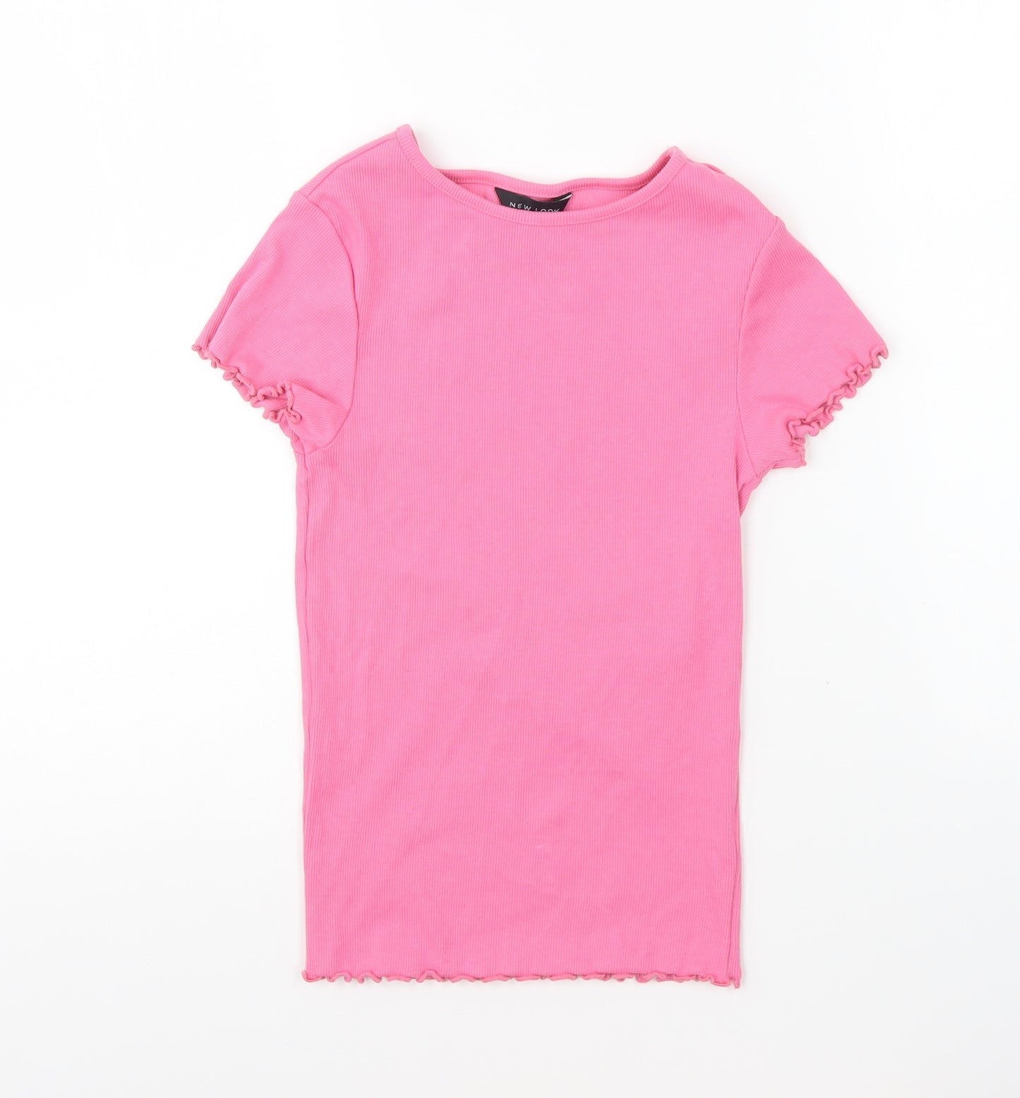 New Look Womens Pink Cotton Basic T-Shirt Size 8 Round Neck