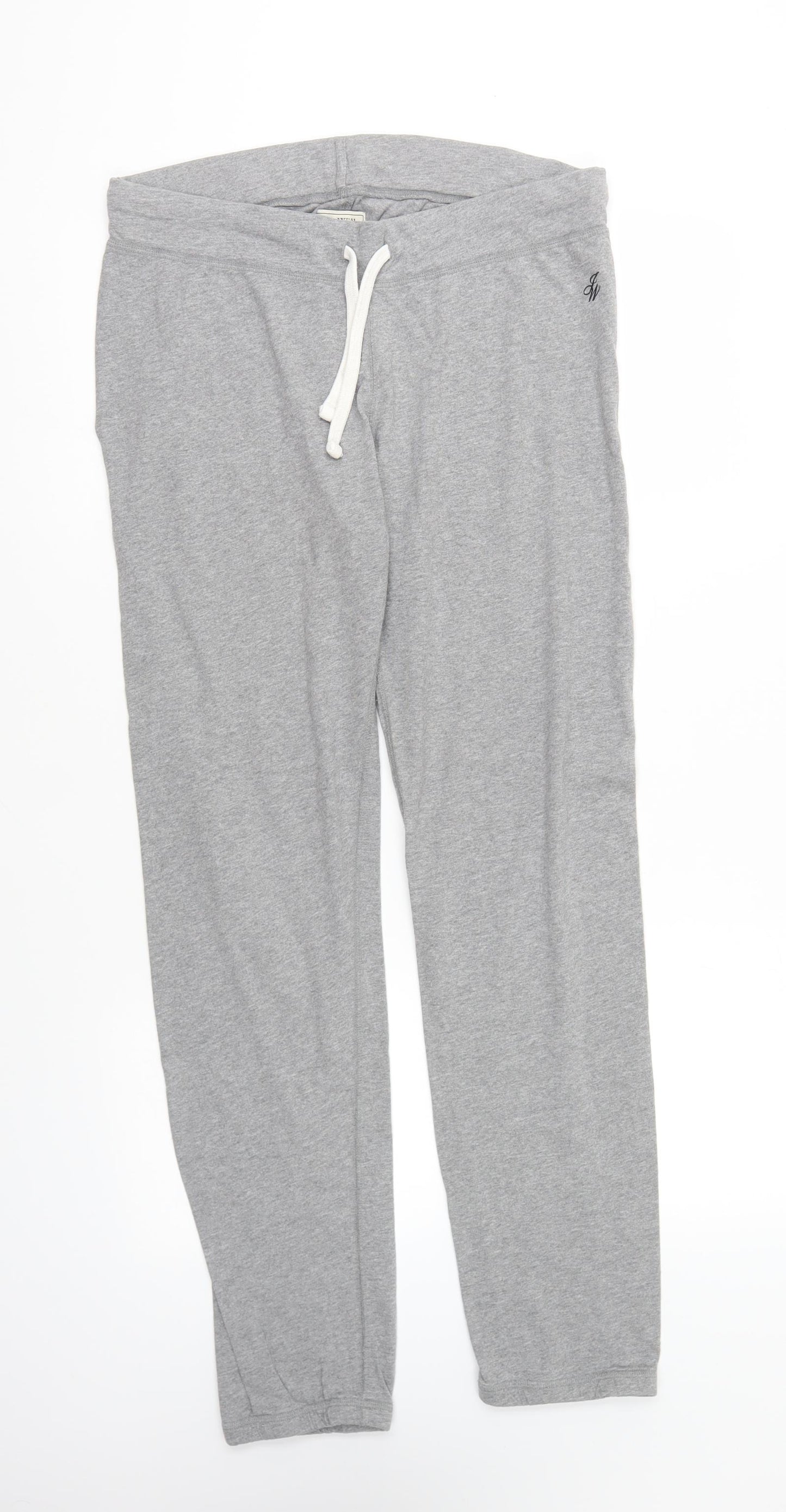 Jack Wills Womens Grey Cotton Jogger Trousers Size 8 L28 in Regular Drawstring