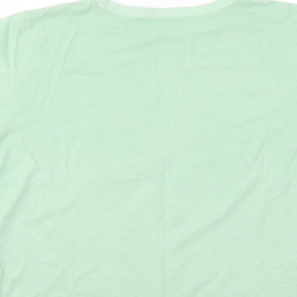 NJ Womens Green Cotton Basic T-Shirt Size 14 Round Neck - Wanderer