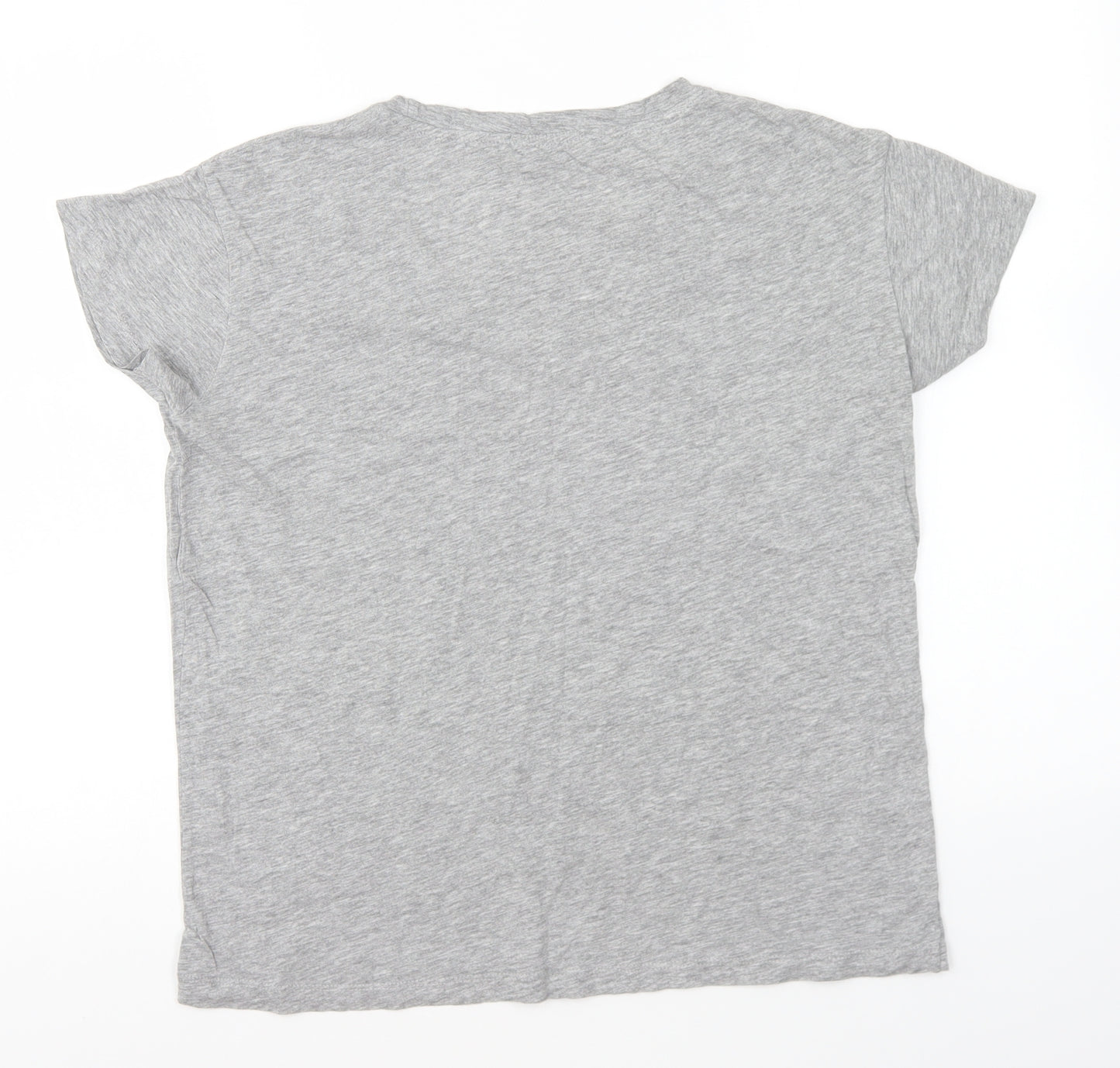 Mango Womens Grey Cotton Basic T-Shirt Size S Round Neck - Paris L'Mode