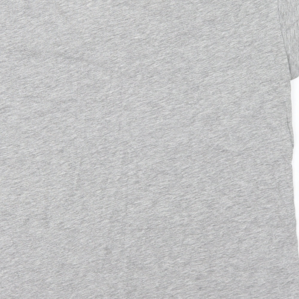 Mango Womens Grey Cotton Basic T-Shirt Size S Round Neck - Paris L'Mode