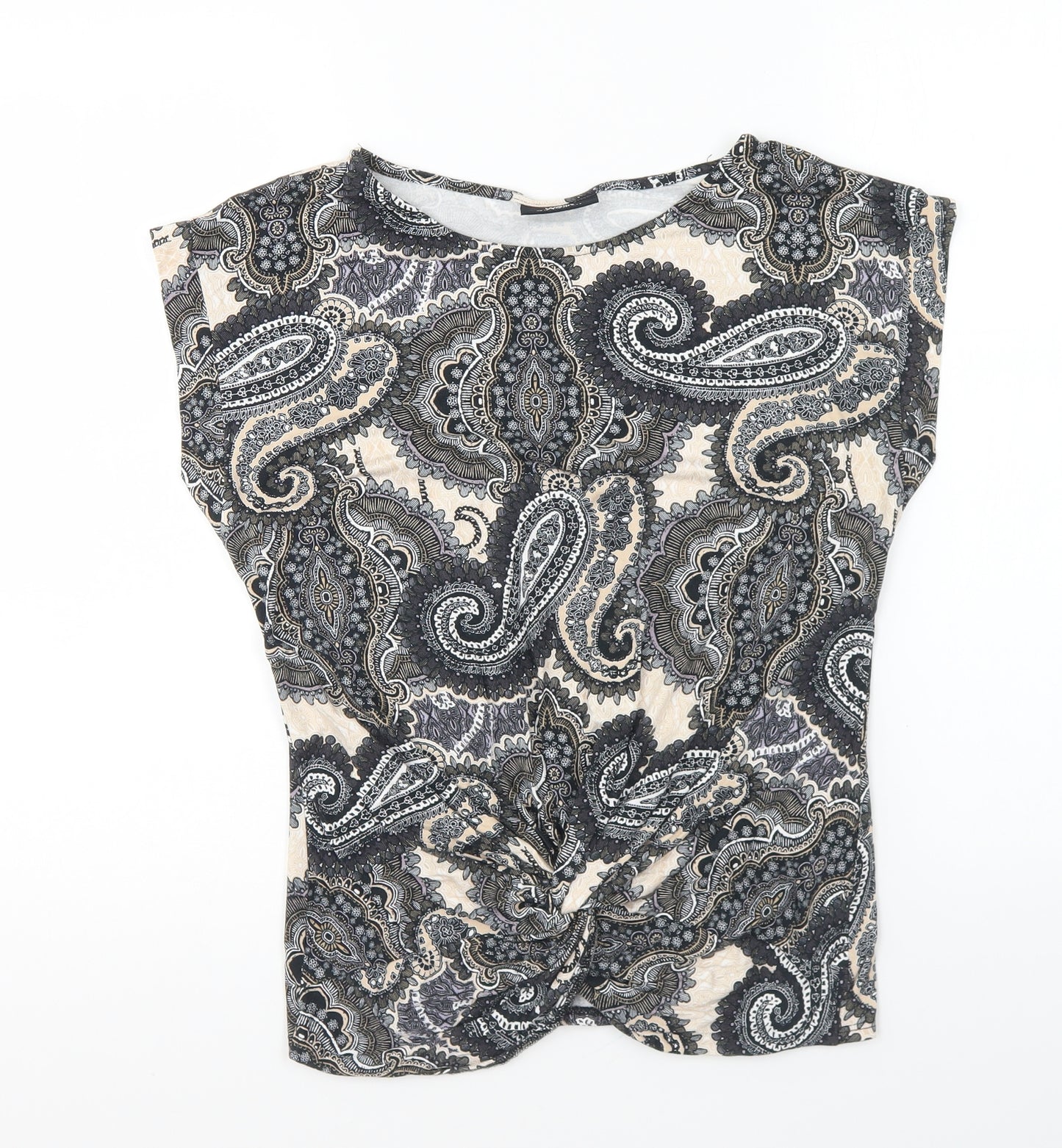 Wallis Womens Multicoloured Paisley Viscose Basic T-Shirt Size 10 Round Neck