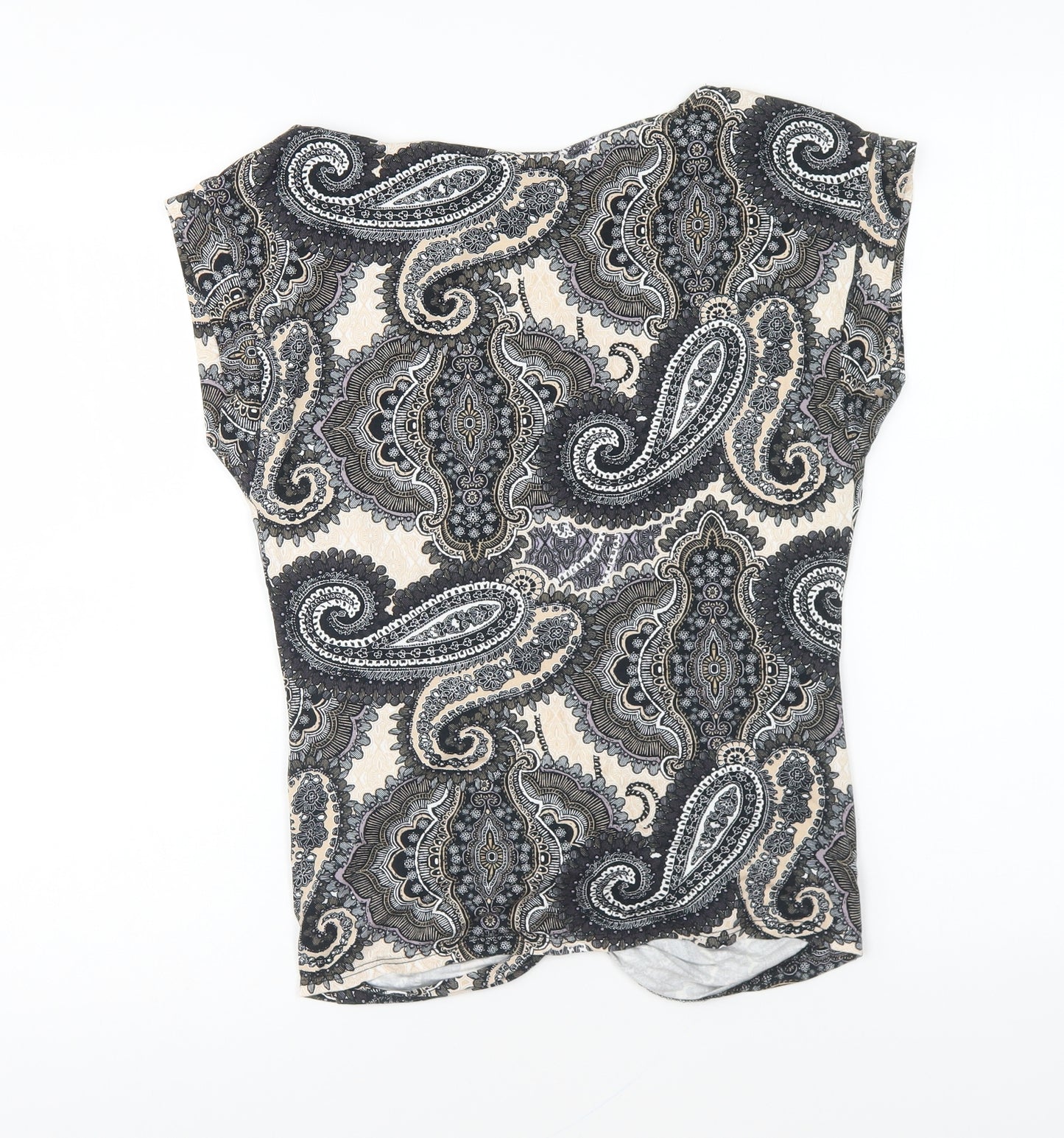 Wallis Womens Multicoloured Paisley Viscose Basic T-Shirt Size 10 Round Neck
