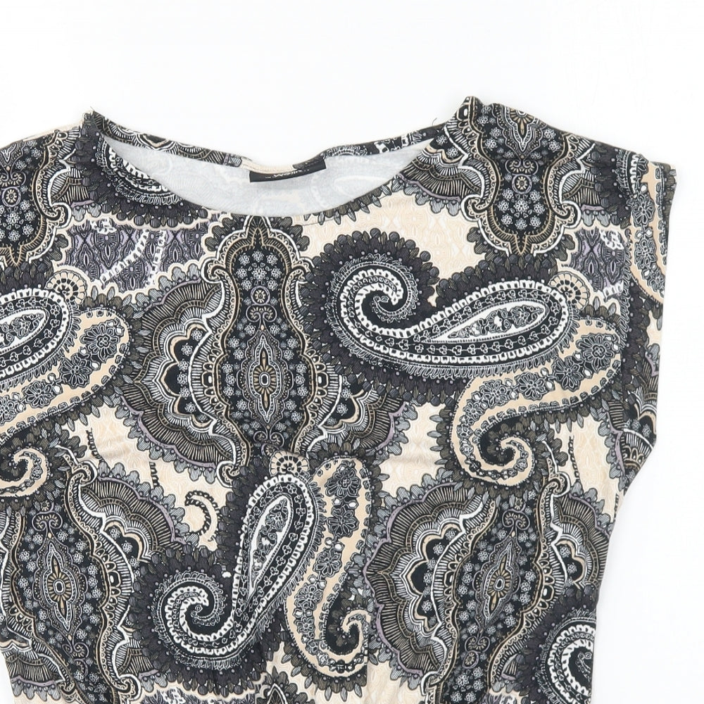 Wallis Womens Multicoloured Paisley Viscose Basic T-Shirt Size 10 Round Neck