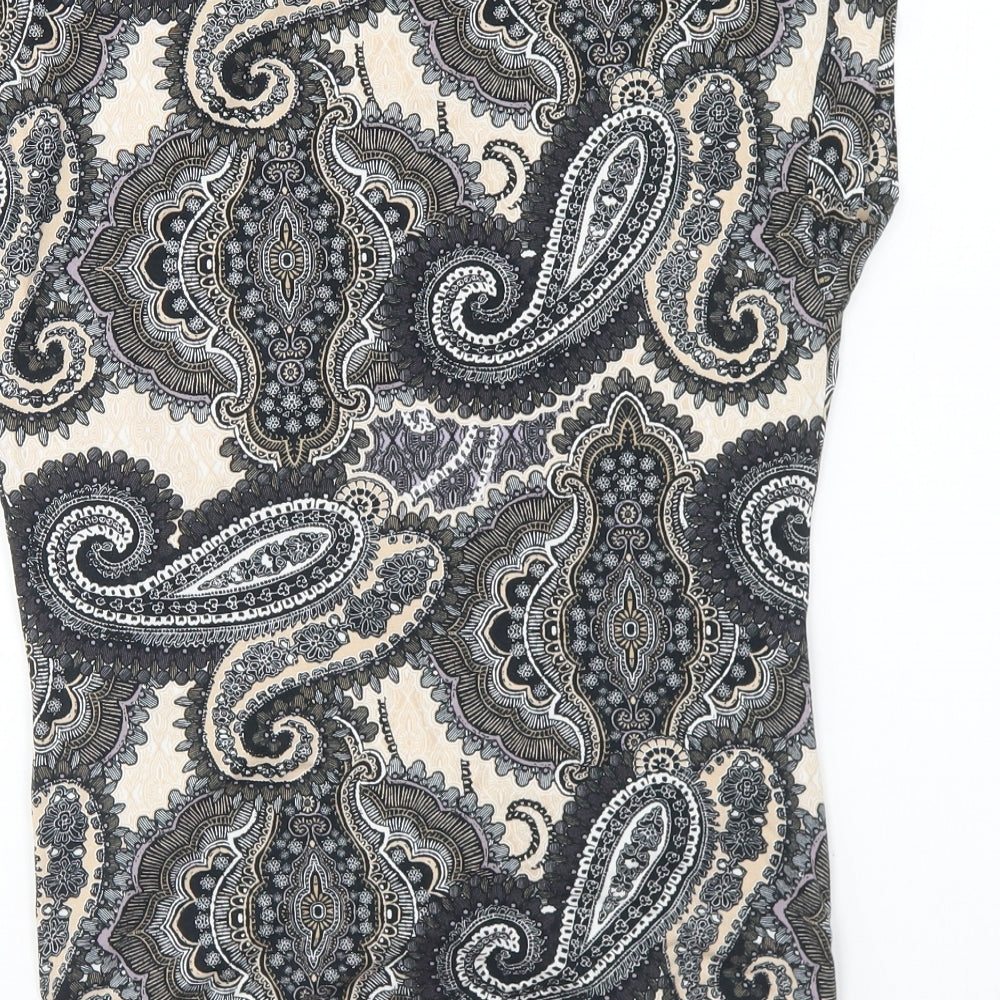Wallis Womens Multicoloured Paisley Viscose Basic T-Shirt Size 10 Round Neck