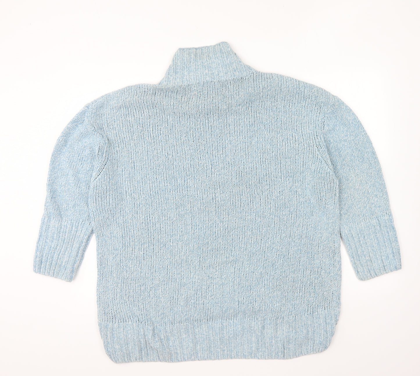 Marks and Spencer Womens Blue High Neck Cotton Pullover Jumper Size M
