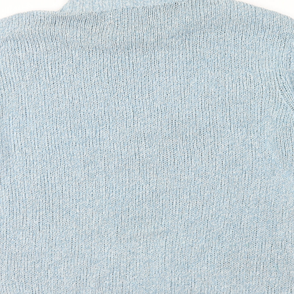 Marks and Spencer Womens Blue High Neck Cotton Pullover Jumper Size M