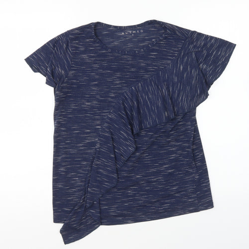 Nutmeg Womens Blue Polyester Basic T-Shirt Size 8 Round Neck