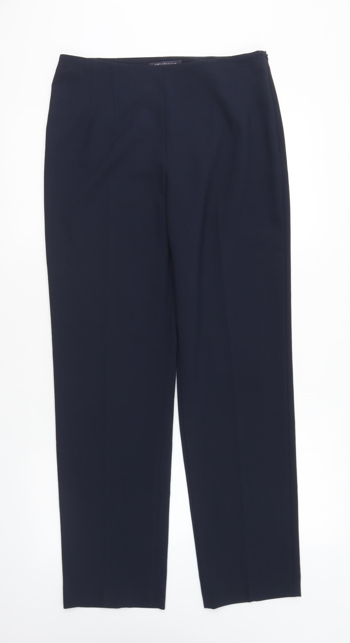 Marks and Spencer Womens Blue Polyester Trousers Size 10 L27 in Regular Zip