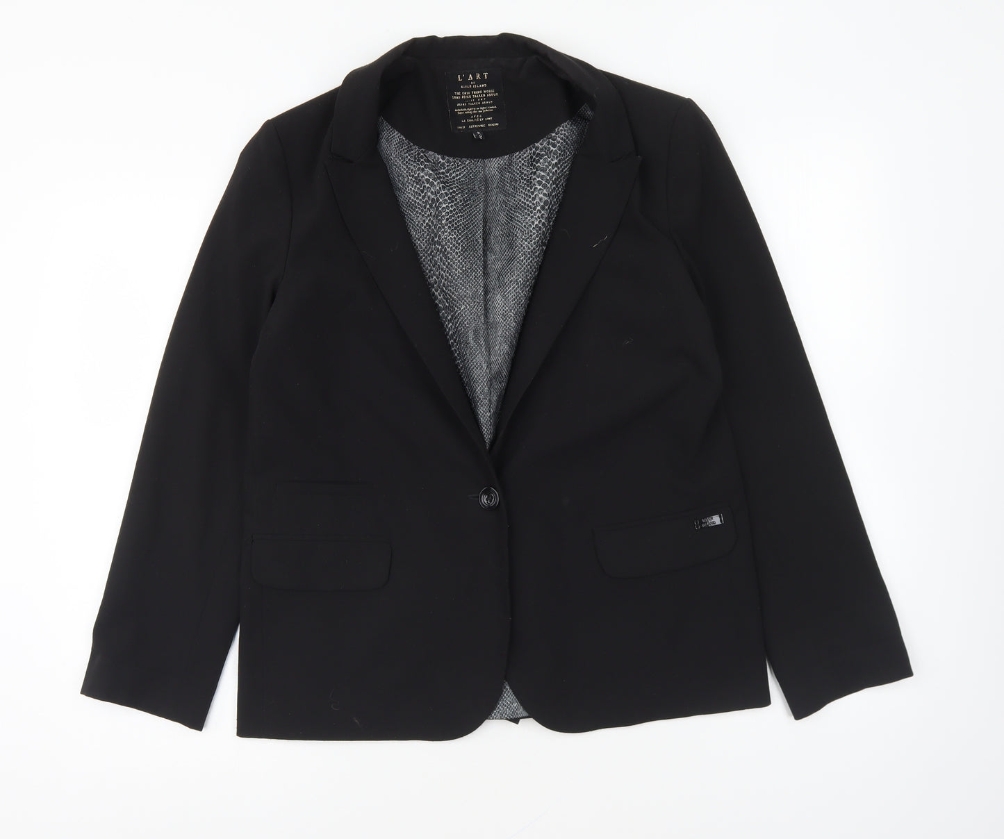 River Island Womens Black Jacket Blazer Size 12 Button