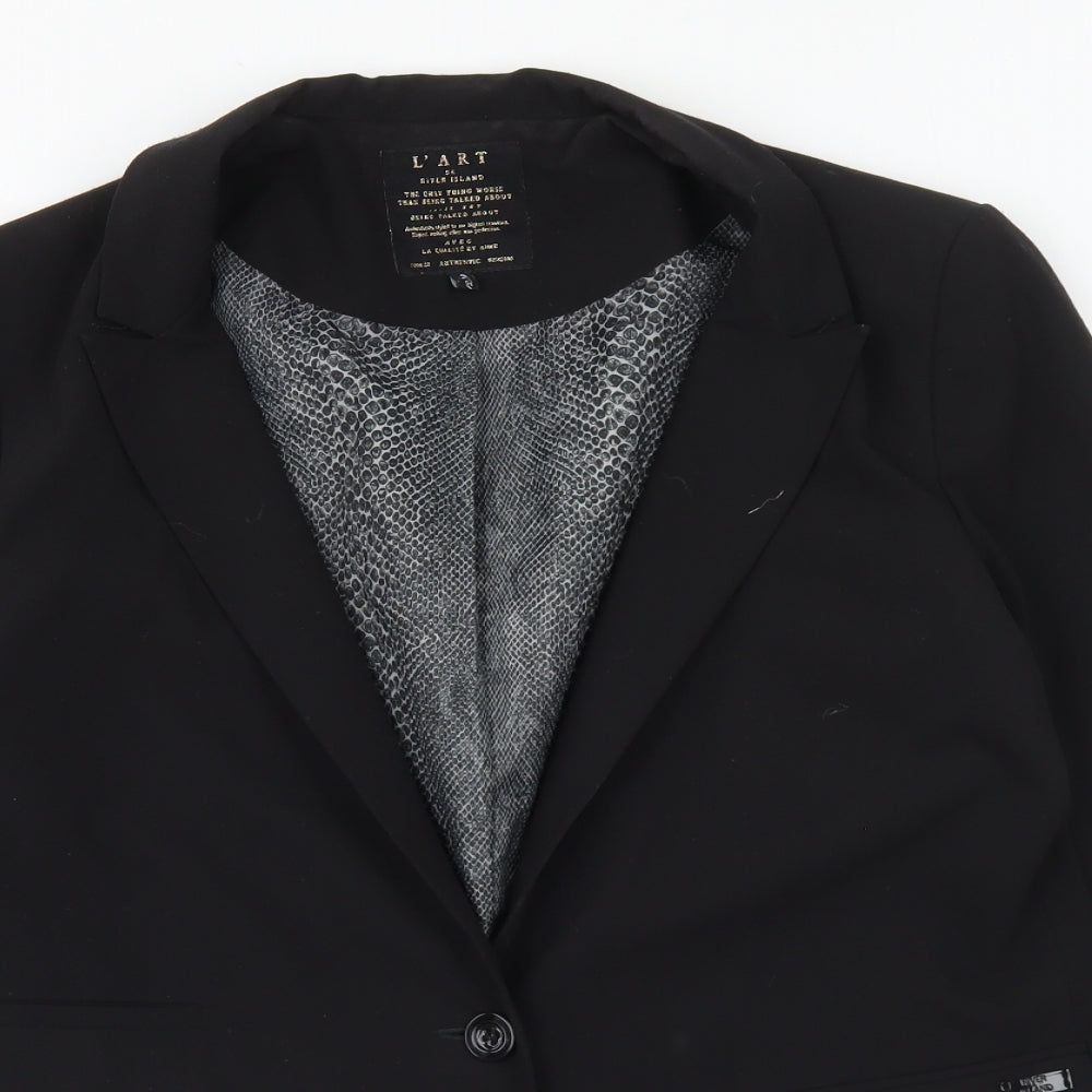 River Island Womens Black Jacket Blazer Size 12 Button