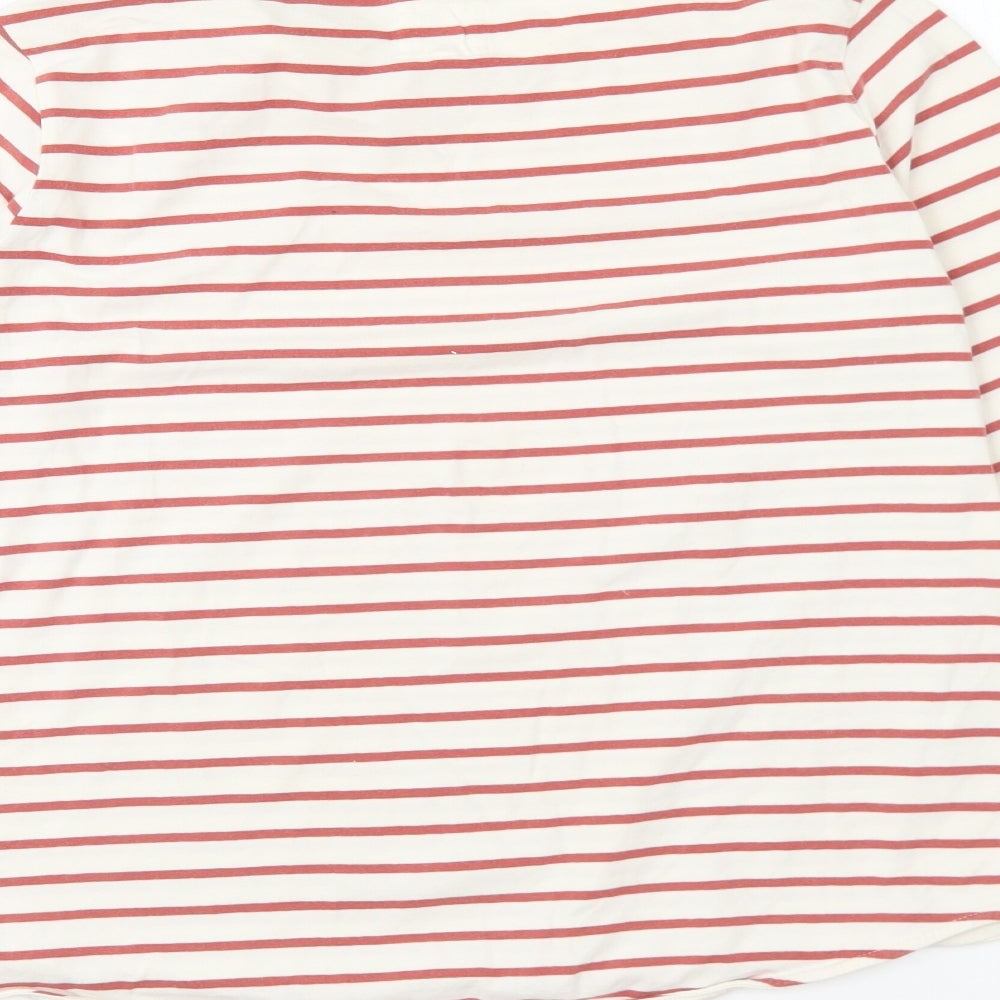 Fat Face Womens Red Striped Cotton Basic T-Shirt Size 12 Round Neck