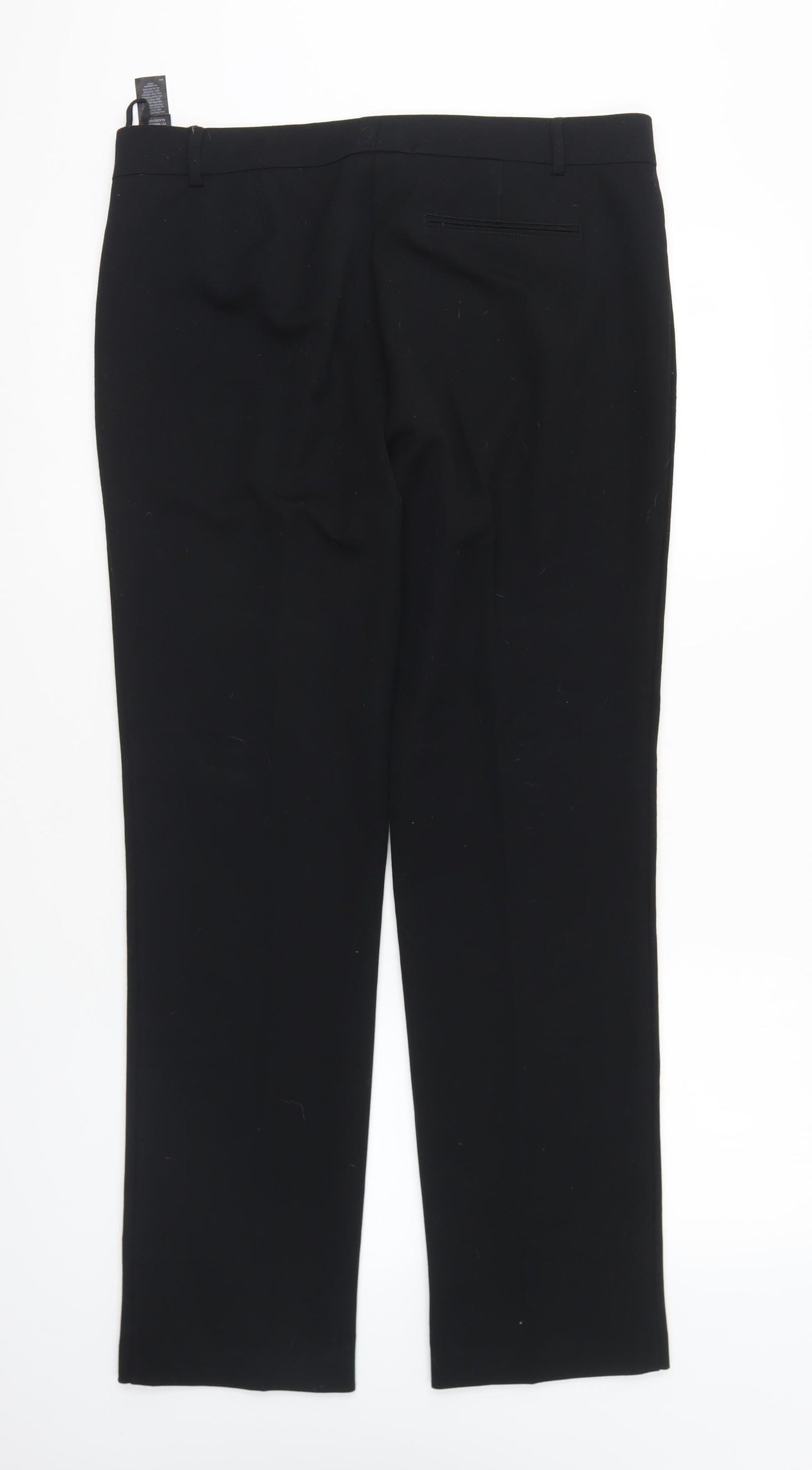Marks and Spencer Womens Black Polyester Trousers Size 14 L29 in Regular Hook & Eye