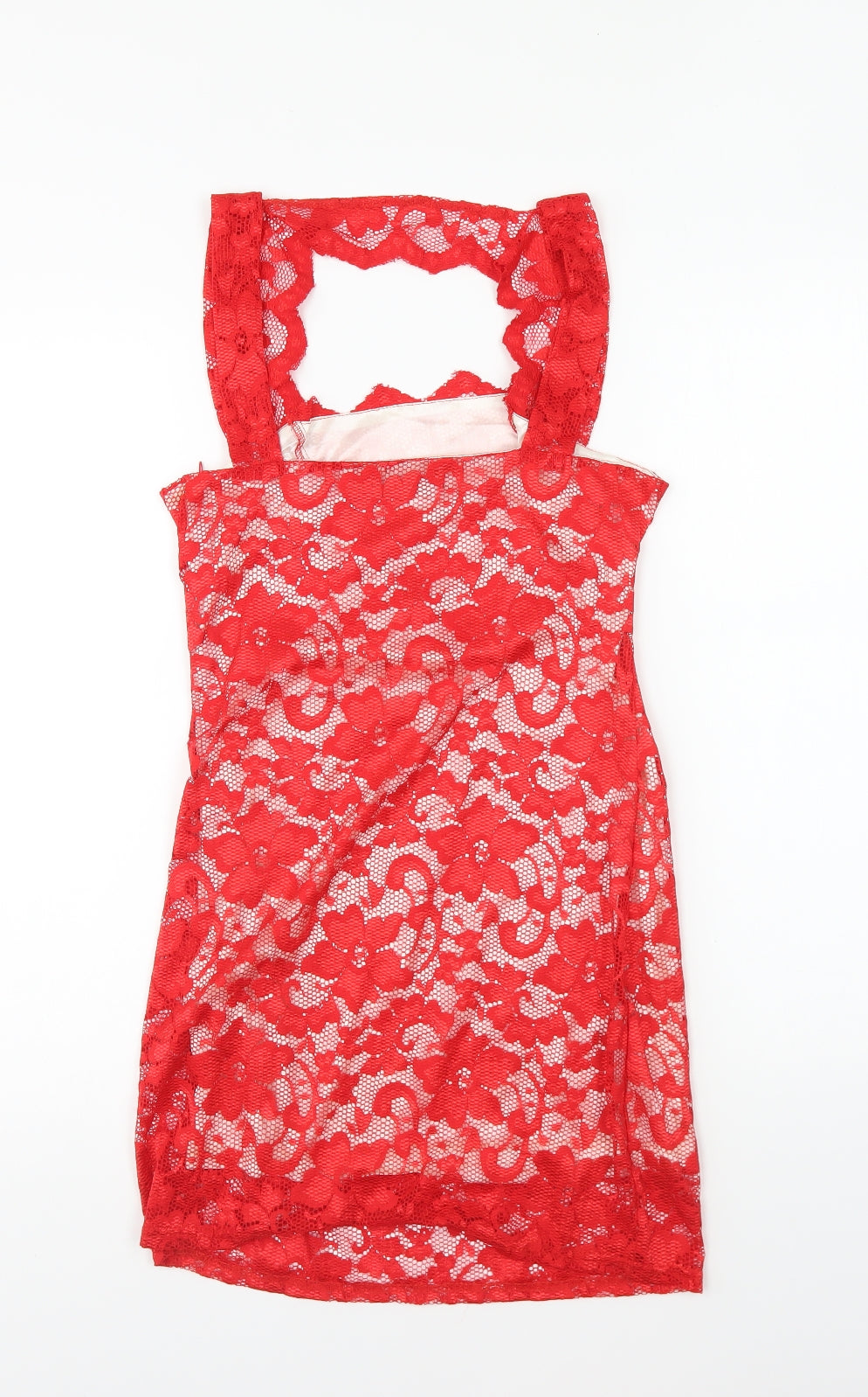 Cotton Candy Womens Red Polyester Bodycon Size 12 Square Neck Zip