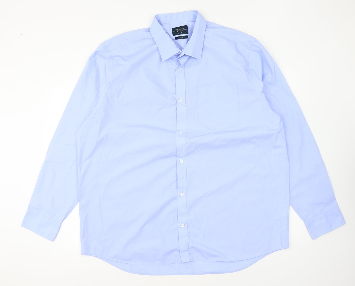 F&F Mens Blue Polyester Dress Shirt Size 18 Collared Button