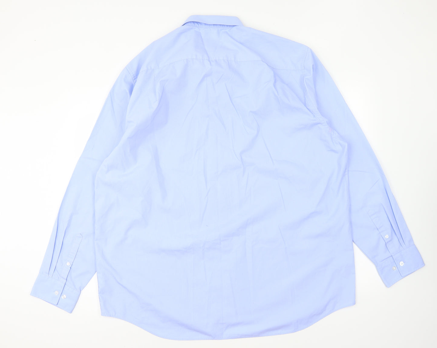 F&F Mens Blue Polyester Dress Shirt Size 18 Collared Button