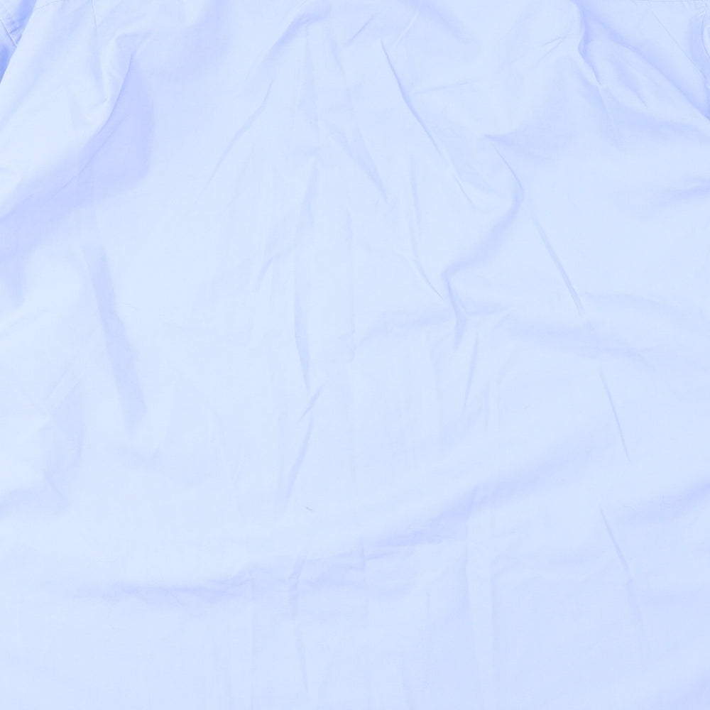 F&F Mens Blue Polyester Dress Shirt Size 18 Collared Button