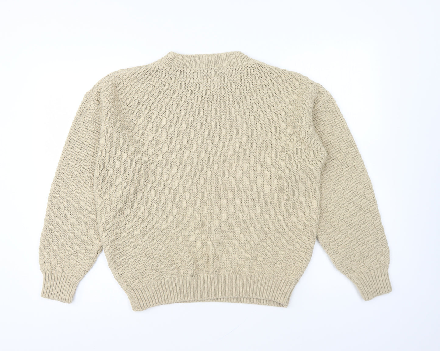 Generation Fashion Womens Beige Round Neck Acrylic Pullover Jumper Size M
