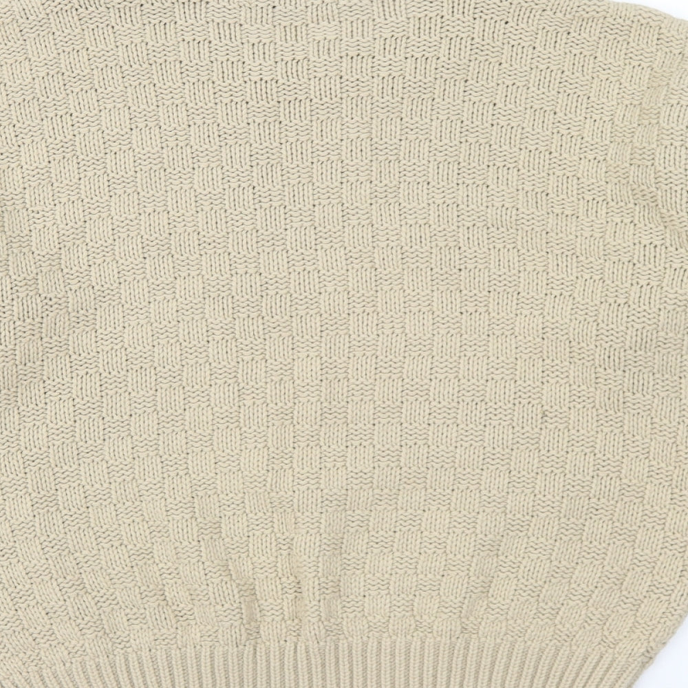 Generation Fashion Womens Beige Round Neck Acrylic Pullover Jumper Size M