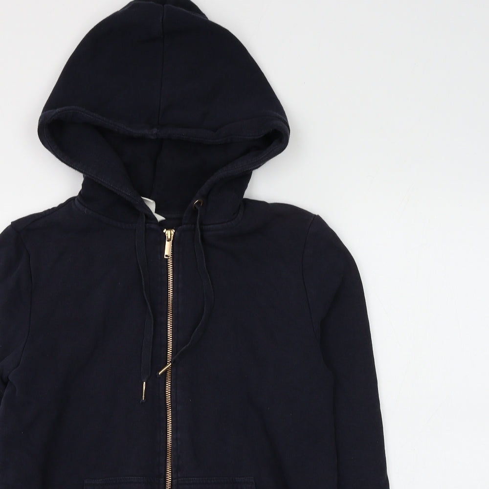 H&M Womens Blue Cotton Full Zip Hoodie Size XS Zip