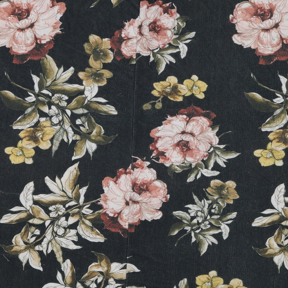 Yours Womens Black Floral Polyester Basic Blouse Size 22 Round Neck