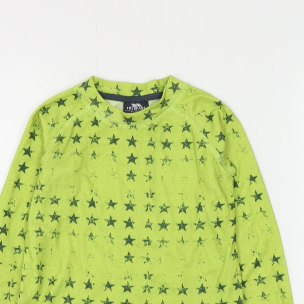 Trespass Boys Green Geometric Polyester Basic T-Shirt Size 3-4 Years Round Neck Pullover