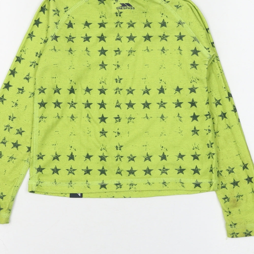 Trespass Boys Green Geometric Polyester Basic T-Shirt Size 3-4 Years Round Neck Pullover