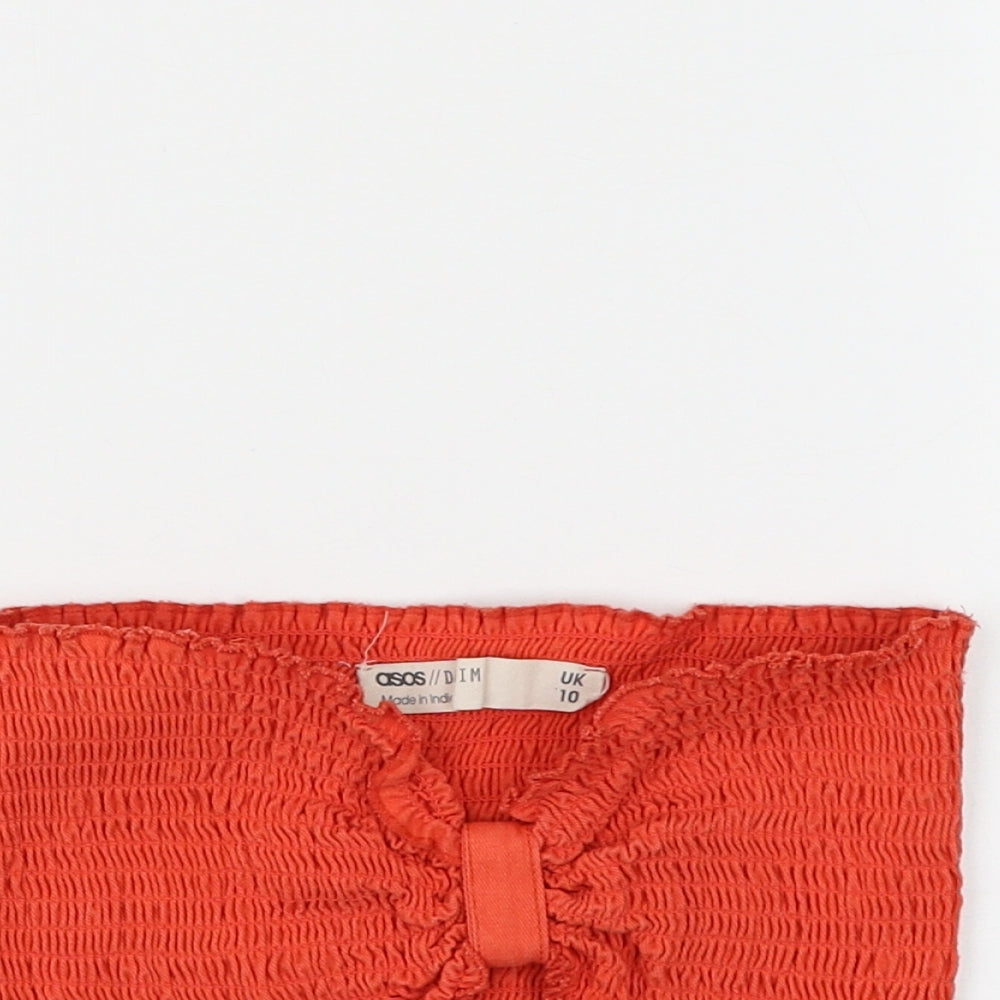ASOS Womens Red Cotton Cropped Tank Size 10 Off the Shoulder