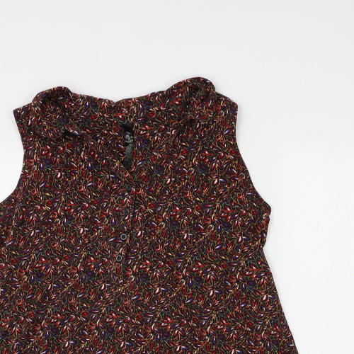 Preworn Womens Multicoloured Geometric Cotton Basic Blouse Size 14 Collared